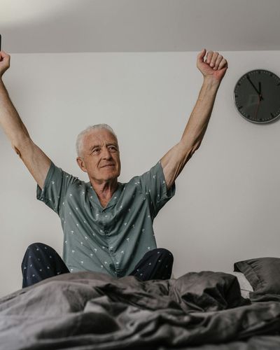 Man starting his morning with energy exercises